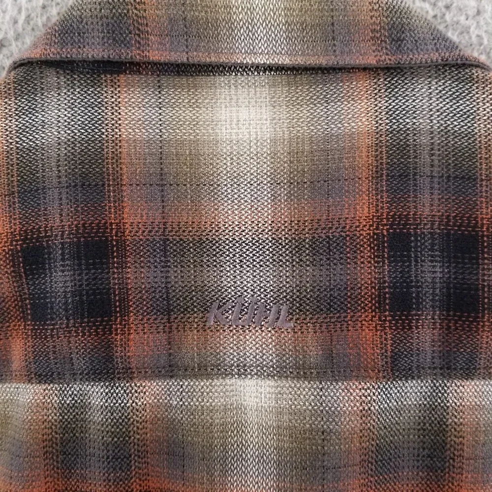 Kuhl Shirt Mens XL Brown Plaid The Law Flannel Outdoor Hiking Workwear Button Up